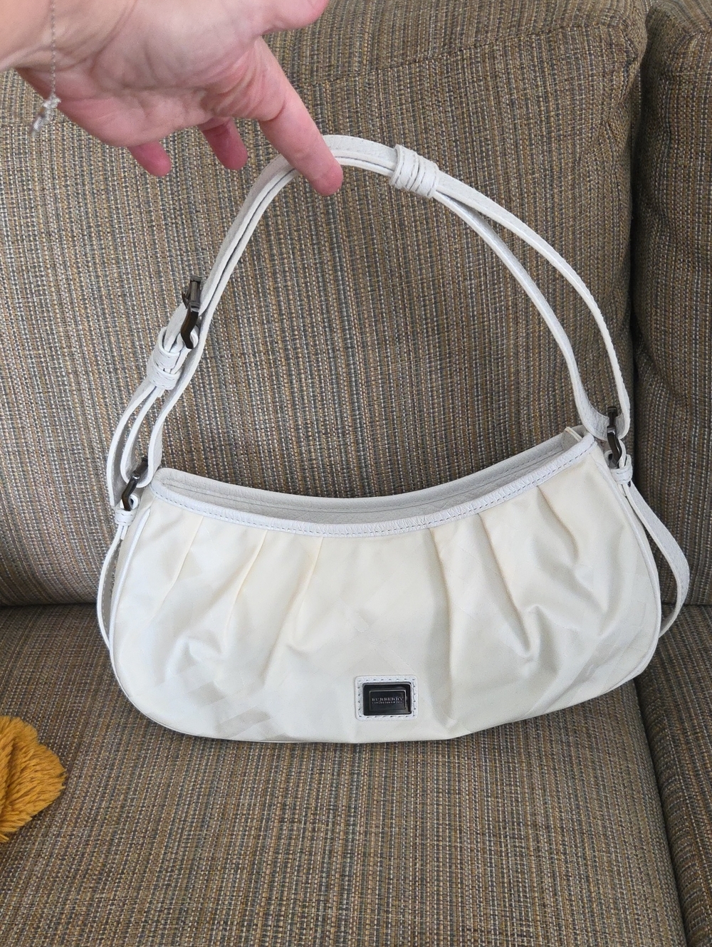Burberry Cream Shoulder Bag with White Trim Quiet luxury